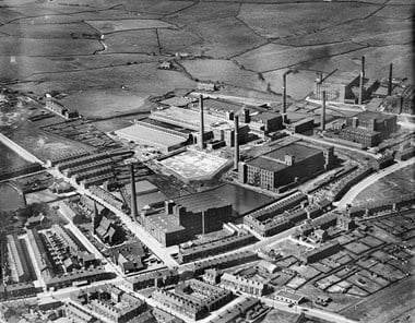 Aerial view of cotton mills