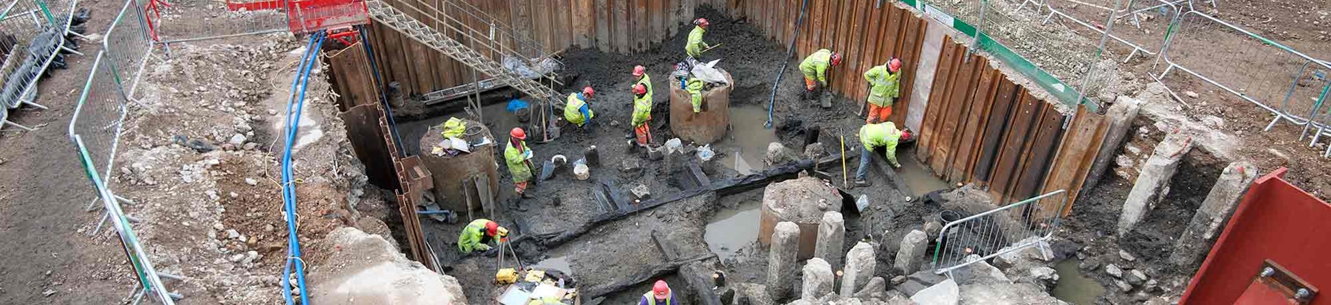 People working on an excavation site
